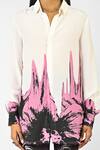 Shop_Huemn_White Crepe, Silk Collared Floral Drip Shirt _Online_at_Aza_Fashions