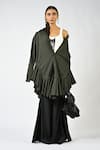 Buy_Huemn_Olive Green Cotton Collared Plain Ruffle Hem Shirt Dress _at_Aza_Fashions