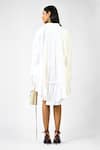 Shop_Huemn_White Cotton Ruffles Collared Fanged Floral Print Hem Shirt Dress _at_Aza_Fashions