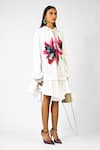 Buy_Huemn_White Cotton Ruffles Collared Fanged Floral Print Hem Shirt Dress _at_Aza_Fashions