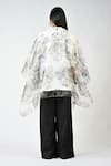 Shop_Huemn_White Silk Organza Round Neck Canine Print Sleeveless Kaftan _at_Aza_Fashions