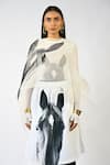 Shop_Huemn_White Silk Organza Round Neck Horse Print Sleeveless Kaftan _at_Aza_Fashions