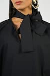 Huemn_Black Cotton Split V-neck Hybrid Kaftan Kurta _at_Aza_Fashions