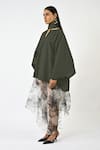 Buy_Huemn_Olive Green Cotton Split V-neck Dark Hybrid Kaftan Kurta _Online_at_Aza_Fashions