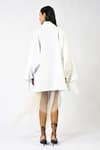 Shop_Huemn_White Cotton Split V-neck Horse Print Kaftan _at_Aza_Fashions