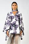 Shop_Huemn_White Cotton Split V-neck Print Kaftan Top _Online_at_Aza_Fashions