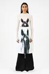 Buy_Huemn_White Cotton Horse Print Skirt _at_Aza_Fashions