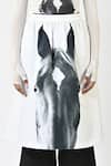 Huemn_White Cotton Horse Print Skirt _at_Aza_Fashions