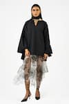Buy_Huemn_White Silk Organza Handkerchief Hem Skirt _at_Aza_Fashions