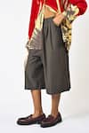 Shop_Huemn_Gray Polyester, Viscose Grey Solid Jorts _Online_at_Aza_Fashions