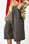 Huemn_Gray Polyester, Viscose Grey Solid Jorts _at_Aza_Fashions