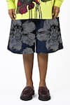 Huemn_Blue Denim, Cotton Canine Print Jorts _Online_at_Aza_Fashions