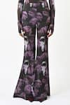 Shop_Huemn_Purple Lycra, Net Sculpted Printed Bootcut Pant _Online_at_Aza_Fashions