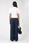 Shop_Huemn_Navy Denim Embroidery Straight Fit Hand Canine Pant _at_Aza_Fashions