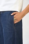 Shop_Huemn_Navy Denim Embroidery Straight Fit Hand Canine Pant _Online_at_Aza_Fashions