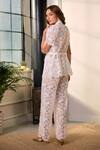 Shop_Label Deepika Nagpal_White Mesh Embroidery Collared Wren Shirt And Pant Set _at_Aza_Fashions