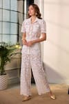 Buy_Label Deepika Nagpal_White Mesh Embroidery Collared Wren Shirt And Pant Set _Online_at_Aza_Fashions