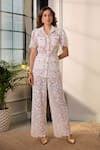 Shop_Label Deepika Nagpal_White Mesh Embroidery Collared Wren Shirt And Pant Set _Online_at_Aza_Fashions