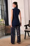 Shop_Label Deepika Nagpal_Navy Crepe, Mesh Lace Cher Sleeveless Blazer And Embroidered Pant Set _at_Aza_Fashions