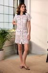 Buy_Label Deepika Nagpal_White Mesh Collared Mylo Embroidered Short Dress _at_Aza_Fashions