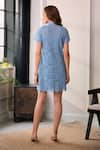 Shop_Label Deepika Nagpal_Blue Mesh, Lace Collared Gigi Scalloped Short Dress _at_Aza_Fashions