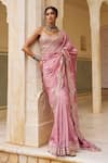 Buy Lashkaraa Pink Satin, Tissue, Shantoon Embroidery, Beads, Pre-draped Saree And Blouse Online at Aza Fashions Buy_Lashkaraa_Pink Satin, Tissue, Shantoon Embroidery, Beads, Pre-draped Saree And Blouse _Online_at_Aza_Fashions