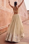 Lashkaraa_Gold Tissue, Shantoon, Net Embroidery, Sequins, Mirrors, Zari Silk Lehenga Set _Online_at_Aza_Fashions