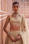 Buy_Lashkaraa_Gold Tissue, Shantoon, Net Embroidery, Sequins, Mirrors, Zari Silk Lehenga Set _Online_at_Aza_Fashions