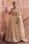 Buy_Lashkaraa_Gold Tissue, Shantoon, Net Embroidery, Sequins, Mirrors, Zari Silk Lehenga Set _at_Aza_Fashions