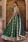 Lashkaraa_Green Silk Embroidery, Sequins V-neck Lehenga Set _Online_at_Aza_Fashions