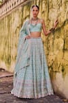 Buy_Lashkaraa_Mint Viscose, Tissue, Shantoon, Brocade Embroidery, Lehenga Set With Dupatta 
