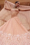 Buy_Lashkaraa_Beige Silk, Net Embroidery, Mirrors, Sequins Sweetheart Neck Lehenga Set _Online_at_Aza_Fashions