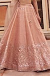 Buy_Lashkaraa_Beige Silk, Net Embroidery, Mirrors, Sequins Sweetheart Neck Lehenga Set 