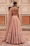 Lashkaraa_Beige Silk, Net Embroidery, Mirrors, Sequins Sweetheart Neck Lehenga Set _Online_at_Aza_Fashions