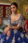 Buy_Lashkaraa_Navy Viscose, Crepe Embroidery, Zari, Mirrors, Zari, Thread And Lehenga Set _Online_at_Aza_Fashions