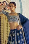 Shop_Lashkaraa_Navy Viscose, Crepe Embroidery, Zari, Mirrors, Zari, Thread And Lehenga Set _Online_at_Aza_Fashions
