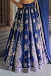 Lashkaraa_Navy Viscose, Crepe Embroidery, Zari, Mirrors, Zari, Thread And Lehenga Set _at_Aza_Fashions