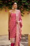 Shop_Lashkaraa_Fuchsia Viscose, Silk, Shantoon, Brocade Embroidery, Stones, Straight Suit _Online_at_Aza_Fashions