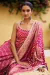 Buy_Lashkaraa_Fuchsia Viscose, Silk, Shantoon, Brocade Embroidery, Stones, Straight Suit 