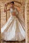 Lashkaraa_White Viscose, Brocade, Net Embroidery, Sequins, Zari, Mirrors Lehenga Set _Online_at_Aza_Fashions