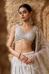 Lashkaraa_White Viscose, Brocade, Net Embroidery, Sequins, Zari, Mirrors Lehenga Set _at_Aza_Fashions