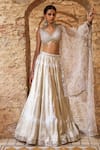 Buy_Lashkaraa_White Viscose, Brocade, Net Embroidery, Sequins, Zari, Mirrors Lehenga Set _at_Aza_Fashions