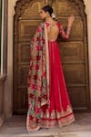 Lashkaraa_Pink Viscose, Silk, Crepe Embroidery, Beads, Sequins, Patchwork Anarkali Set _Online_at_Aza_Fashions