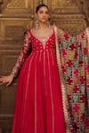 Shop_Lashkaraa_Pink Viscose, Silk, Crepe Embroidery, Beads, Sequins, Patchwork Anarkali Set _Online_at_Aza_Fashions