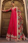 Buy_Lashkaraa_Pink Viscose, Silk, Crepe Embroidery, Beads, Sequins, Patchwork Anarkali Set _at_Aza_Fashions