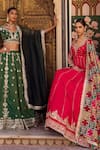 Lashkaraa_Pink Viscose, Silk, Crepe Embroidery, Beads, Sequins, Patchwork Anarkali Set _at_Aza_Fashions
