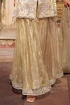 Buy_Lashkaraa_Gold Tissue, Silk Embroidery, Beads, Sequins, Metallic Kurta And Sharara Set _Online_at_Aza_Fashions