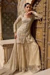 Buy_Lashkaraa_Gold Tissue, Silk Embroidery, Beads, Sequins, Metallic Kurta And Sharara Set _at_Aza_Fashions