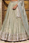Shop_Lashkaraa_Green Viscose, Jacquard, Silk Satin Zari, Sequins, Lehenga Set With Dupatta _Online_at_Aza_Fashions