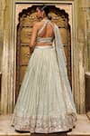 Lashkaraa_Green Viscose, Jacquard, Silk Satin Zari, Sequins, Lehenga Set With Dupatta _Online_at_Aza_Fashions